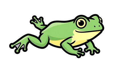 Obraz premium Green Frog Cartoon Illustration on White.