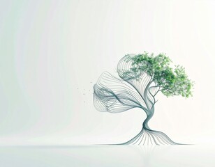 美しい曲線の１本の木　グラフィックイメージ　背景素材