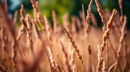 Fototapeta premium Close-Up of Golden Wheat Fields in Natural Light