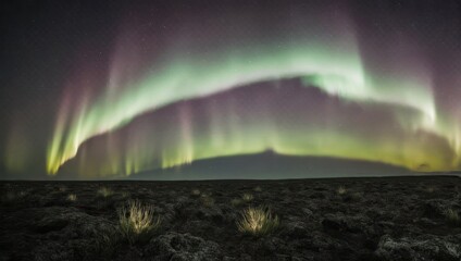 Spectacular Aurora Borealis Display Over Icelands Majestic Landscape.