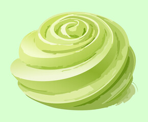 light green swirl cream or frosting swirl for cupcake decoration and sweet dessert shop branding asset