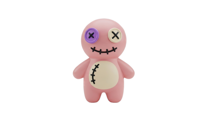 Pink Stitched Doll Toy with Button Eyes