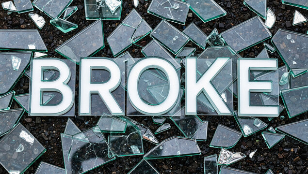 Broken Glass Shards with Bold Text Overlay - Powered by Adobe