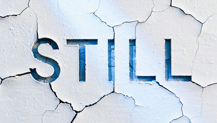 Cracked White Wall with Blue 