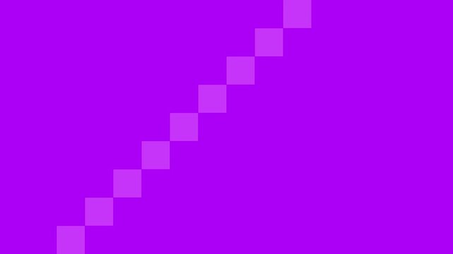 斜めに並んだ正方形タイルが横切るトランジション素材。CMやPVに使えるビビットな紫のピクセルアニメーション