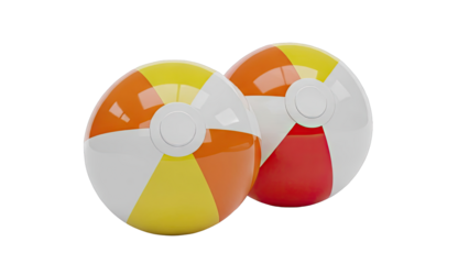 Two Colorful Beach Balls on White Background