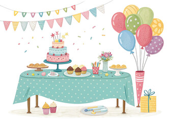 party-table on a isolated transparent background