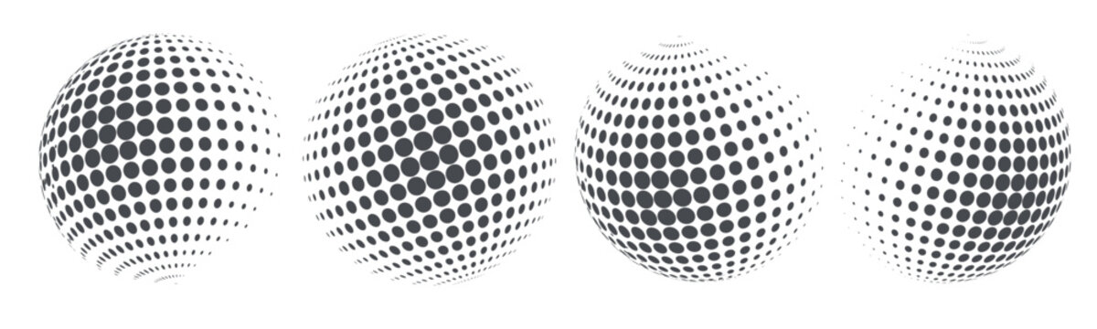 Globe shape with halftone dots. Vector illustration