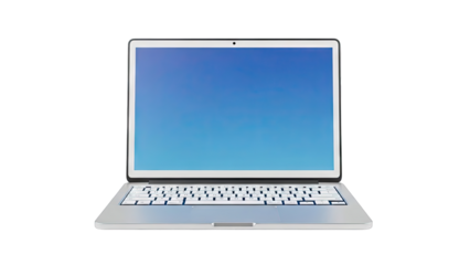 Silver Laptop with Blue Screen