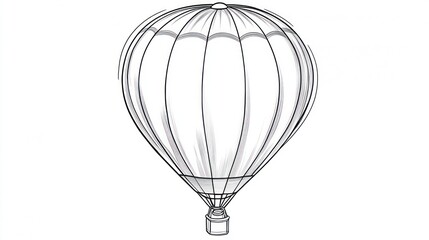 Black and white hot air balloon illustration against white background
