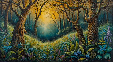 abstract misty forest  background