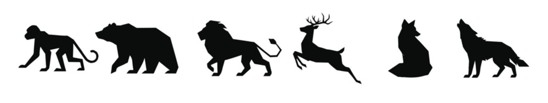 geometric low poly animals bear deer lion wolf monkey fox