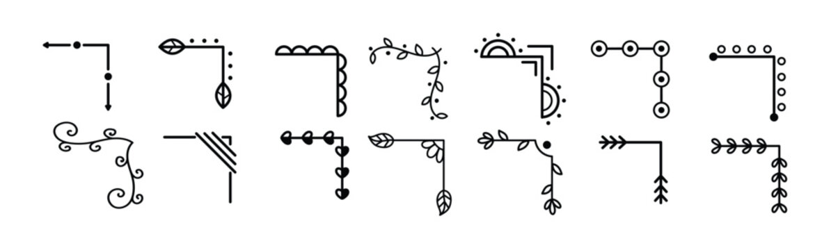  hand drawn doodle book corners vector illustratins