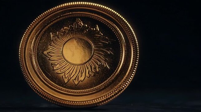 Ancient Gold Coin, Detailed Gold Ornament, Luxury Gold Design