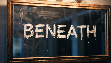 Chalkboard Sign with Dripping "Beneath" Text