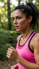 Tall shot of dedicated runner in action, emphasizing health and perseverance