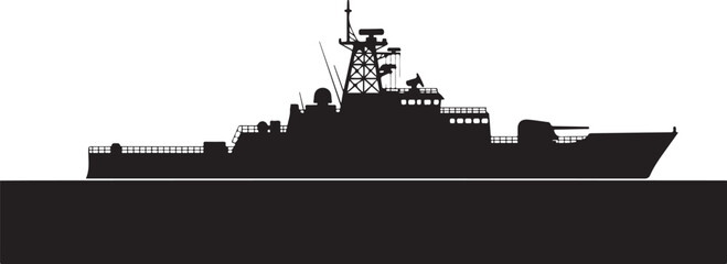 Obraz premium Black Warship Silhouette