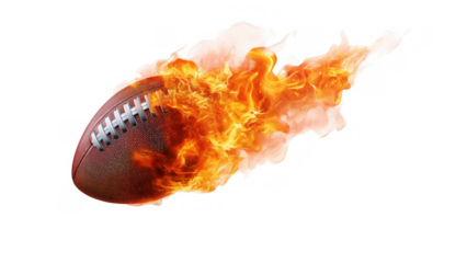 Fiery football exuding intense energy, created AI, PNG