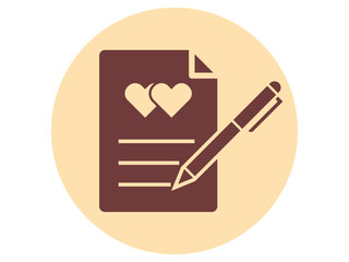 Marriage contract icon. Wedding vector icon. Flat vector illustration.