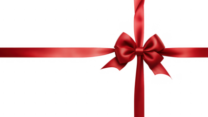 Gift box with a shiny red bow for celebration, created AI, PNG