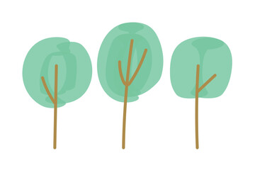 マーカーとボールペンで手書きした風のシンプルな木のイラスト