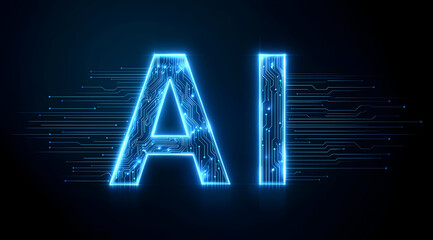A vibrant and modern representation of AI, showcasing illuminated digital letters merging technology with innovation, perfect for tech-related content.