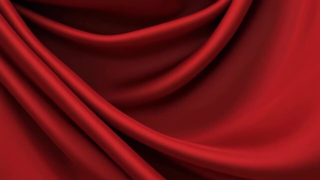 Luxurious red fabric with smooth elegant folds and curves