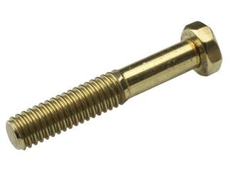 Brass screw with hexagonal head metal isolated on a transparent background