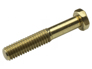 Brass screw with hexagonal head metal isolated on a transparent background