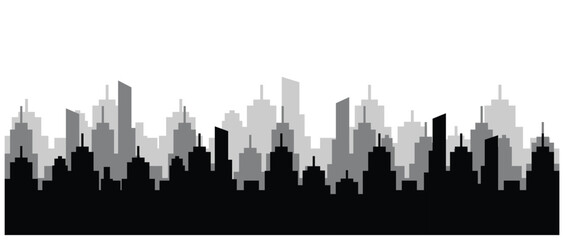Fototapeta premium Urban city skyline silhouette illustration with modern skyscraper buildings