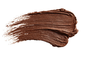 Brown textured stroke smear paint isolated on black background
