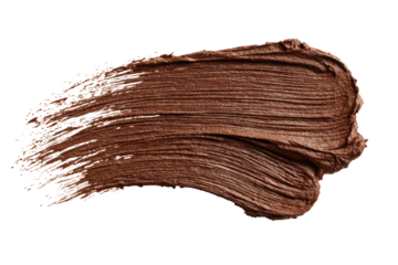 Brown textured stroke smear paint isolated on black background