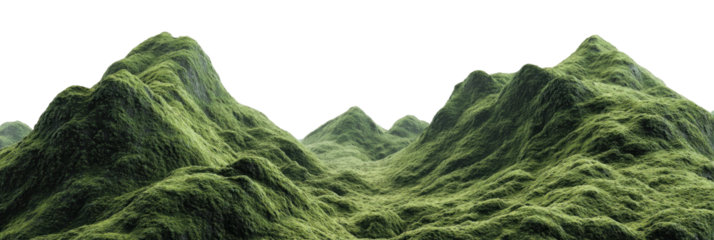 Green mountains on black