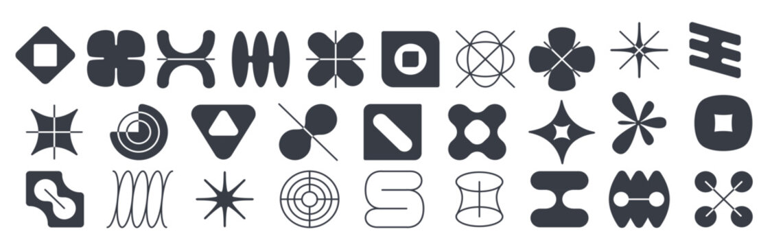 Abstract geometric shapes, brutalism elements