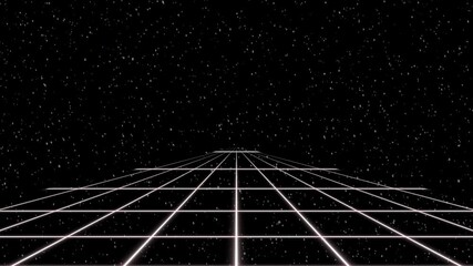 Seamless futuristic neon grid animation with glowing particles and grid twinkling effect, ideal for technology loops, sci-fi backgrounds, and digital interfaces - Powered by Adobe