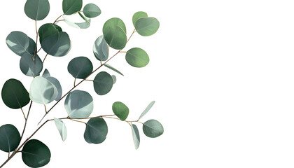 Close-up of eucalyptus sprig, pale green leaves and dark background