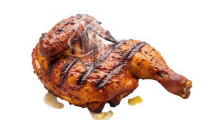 Grilled chicken leg quarter with smoke and sauce