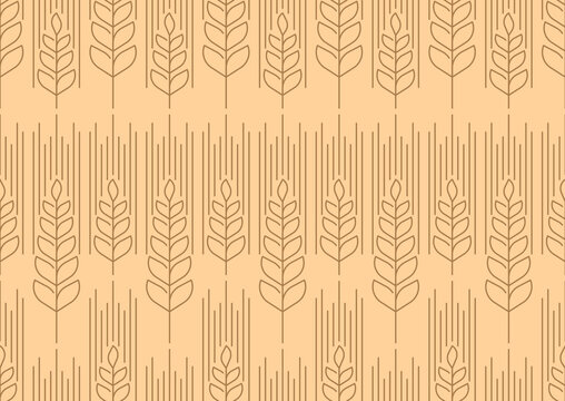 Cereal barley and wheat grain heads pattern background. For agriculture banners, cereal packaging, nutrition labels, or farm food, bread labels, farm branding or breakfast product