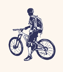 Hand-drawn illustration of a cyclist.