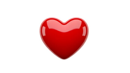 Glossy 3D Red Heart Icon Isolated on Transparent Background for Love and Valentine
