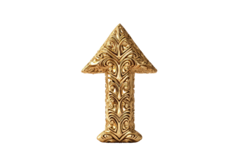 Ornate golden arrow points upwards