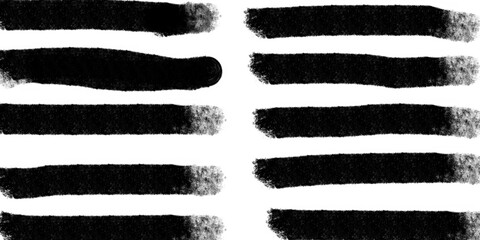 Black paint brush strokes collection with textured edges
