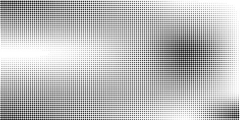 Hexagon halftone gradient texture. Abstract black and white spotted grunge background. Geometric retro tech wallpaper. Fading wavy hexagonal pattern backdrop. Vector vanishing honeycomb grunge overlay