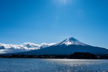 日本山梨県河口湖と富士山