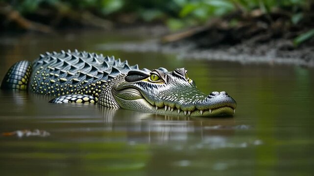 a crocodile in a swamp footage