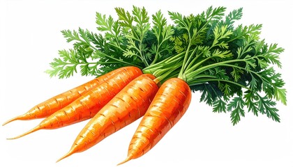 A vibrant bunch of orange carrots with green leafy tops