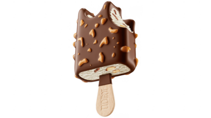 Chocolate ice cream bar on stick frozen dessert treat isolated on a transparent background