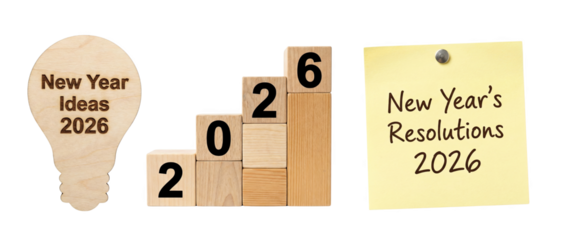 Set, New Year's resolutions and ideas items, AI, PNG