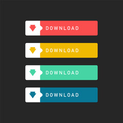 Flat Download Button Set with Color Variations for Web Interface