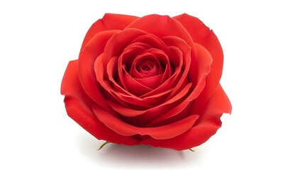 Vibrant Red Rose Bloom Isolated on Clean White Background